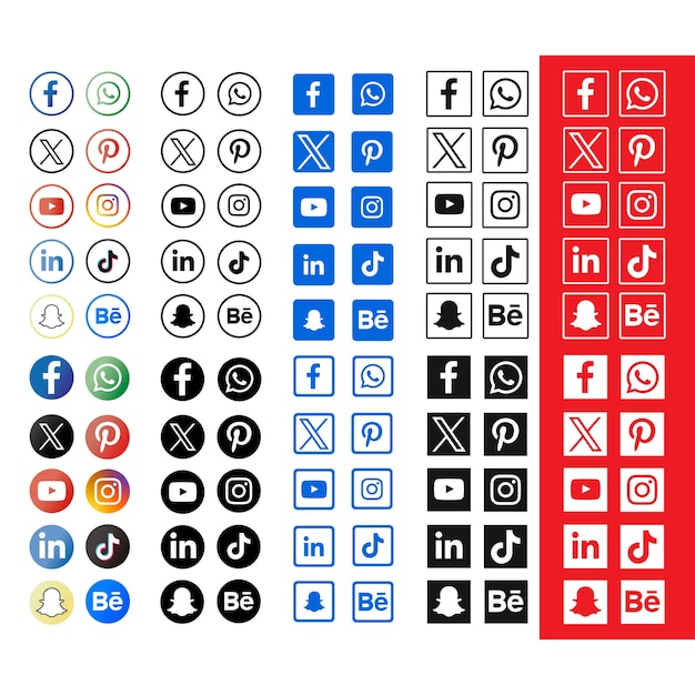Plik wektorowy zbiór ikon mediów społecznościowych