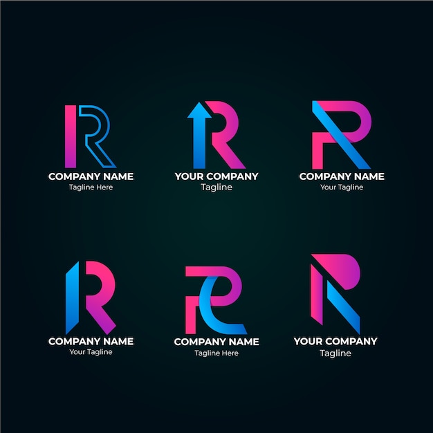 Zbiór logo Gradient r