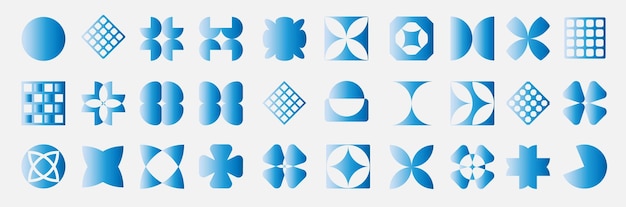 Zbiór niebieskich kształtów geometrycznych