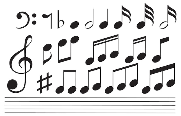 Zbiór nut muzycznych i symboli