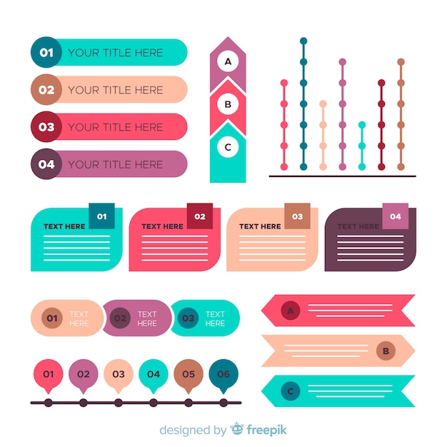 Zbiór płaskich elementów infograficznych