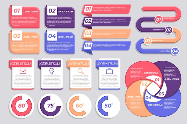 Zbiór płaskich elementów infograficznych