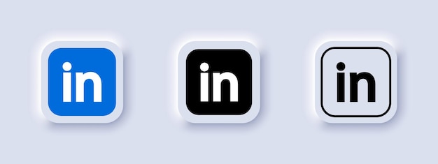 Plik wektorowy zbiór różnych ikon linkedin logo mediów społecznościowych sztuka liniowa i płaski styl izolowany na neomorfizmie ikona liniowa wektorowa dla biznesu i reklamy redakcja