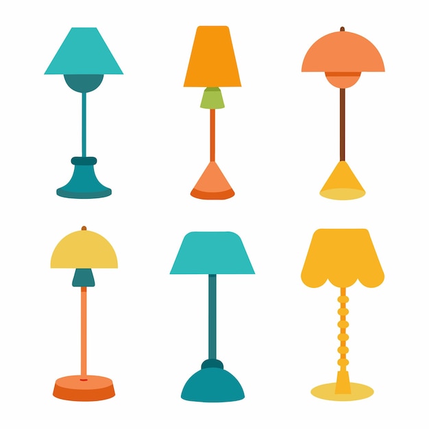 zbiór różnych kolorowych lamp i lamp