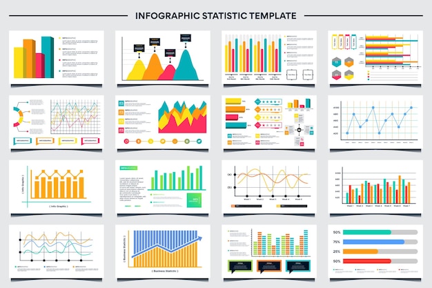 Plik wektorowy zbiór statystyk wektorowych info graficznych biznesowych raportów graficznych finansowych marketingowych