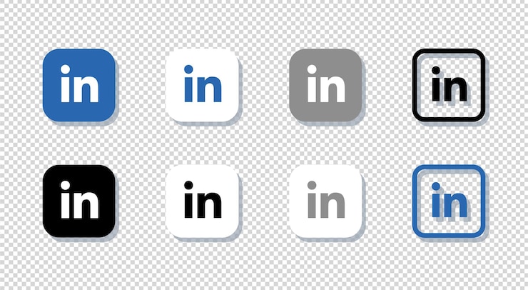 Wektor zbiór wektorowych ikon logo linkedin z przezroczystym tłem