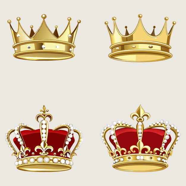 Zbiór Złotych Koron Królewskie biżuteria i królewskie symbole
