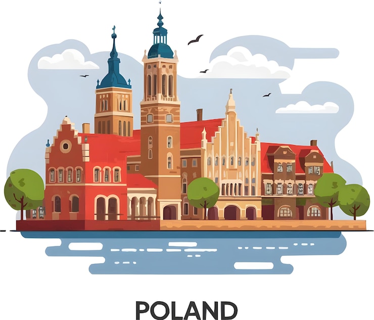 Wektor zdjęcie polski, miasto z zdjęciem miasta w środku