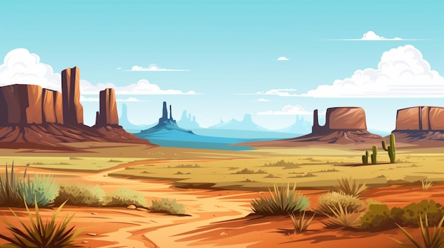 Plik wektorowy zdjęcie pustyni z niebieską wodą na tle