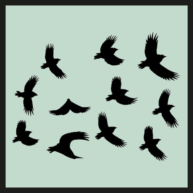 Plik wektorowy zdjęcie stada ptaków z czarną ramką z napisem 