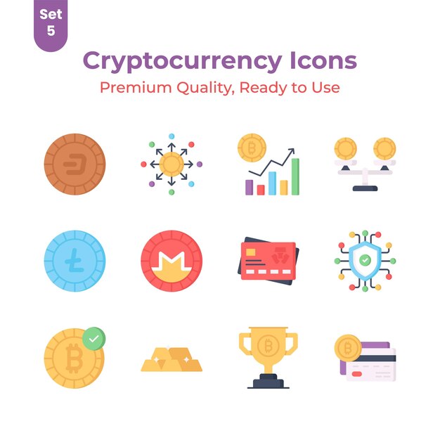 Zdobądź w ręce ten niesamowity zestaw wektorów kryptowalut gotowy do pobrania premium
