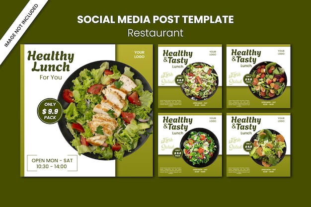 Plik wektorowy zdrowa żywność restauracja social media post template