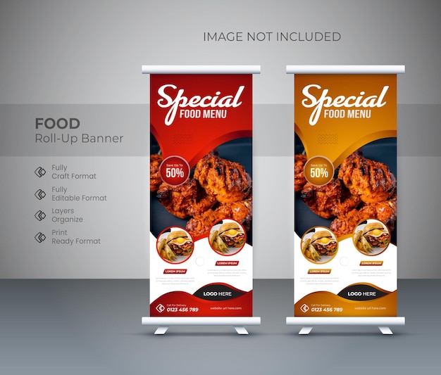 Zdrowa żywność roll up i szablon projektu roll up restauracji