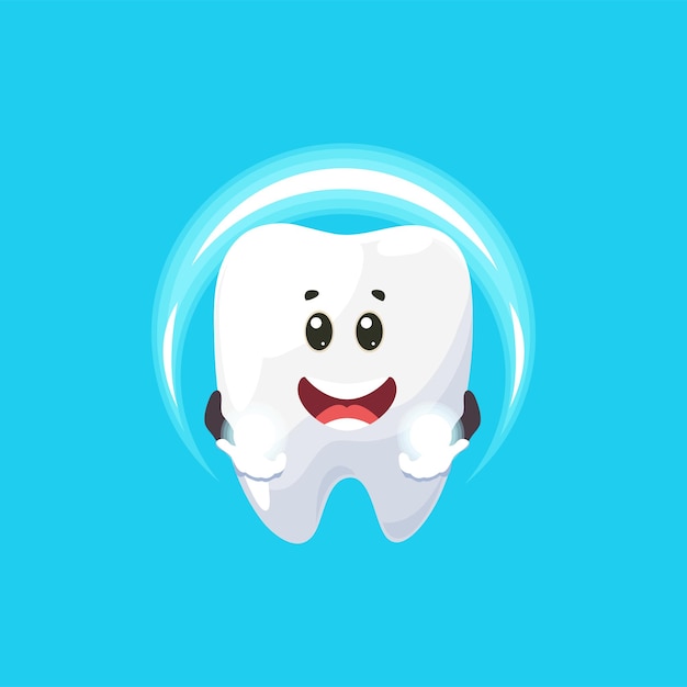 Zdrowy Ząb Emotikon Na Białym Tle Stomatologia Zęby