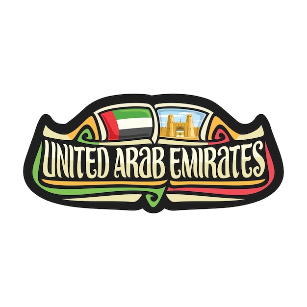 Zea Zjednoczone Emiraty Arabskie Naklejka Flaga Logo Odznaka Podróż Pamiątka Ilustracja