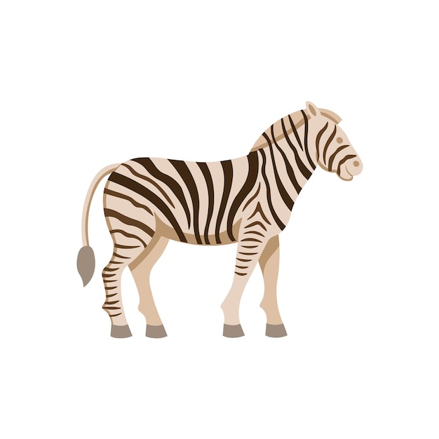 Zebra kreskówka na białym tle. Ilustracja kreskówka płaski dla dzieci.