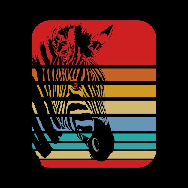 Zebra Na Tle Retro Druk Dla Dzieci039s Ubrania Koszulki Koszulki Wektory