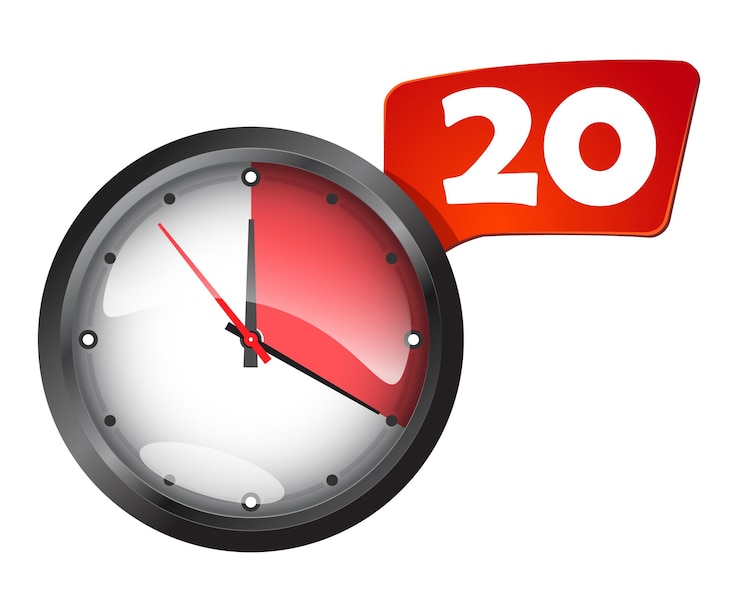 Wektor zegar ścienny okrągły zegar biurowy 20 minut