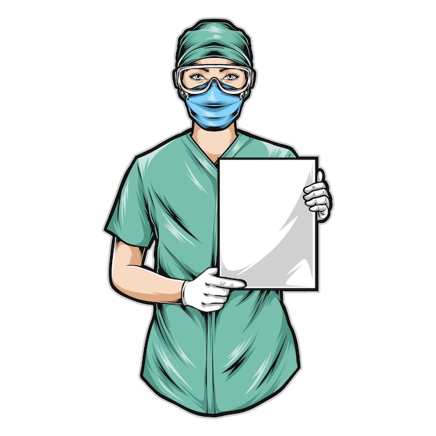 Plik wektorowy Żeńska pielęgniarka trzyma pustego papier