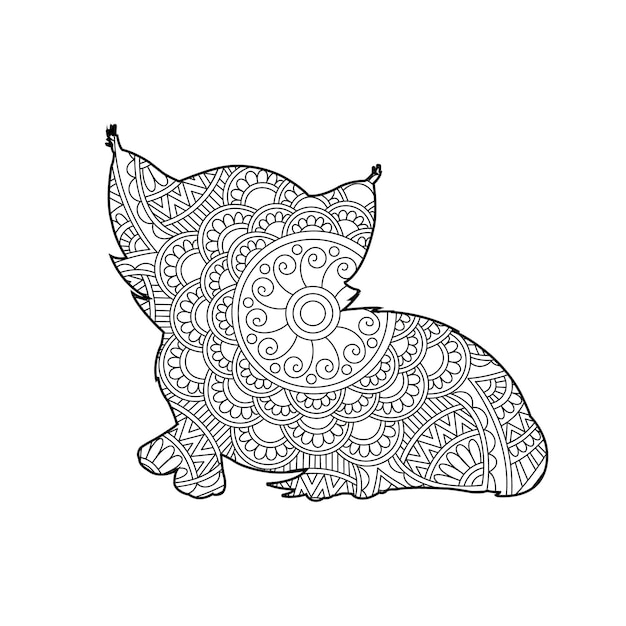 Zentangle Kot Mandala Kolorowanka Dla Dorosłych Boże Narodzenie Kot Kwiatowy Zwierząt Antystresowy Kolorowanka