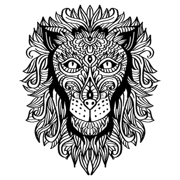 Zentangle Lion Mandala Rysunek Lion Mandala Doodle Projekty Artystyczne