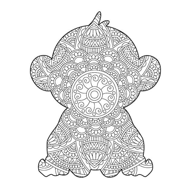 Zentangle Małpa Mandala Kolorowanka Dla Dorosłych Kolorowanka Dla Zwierząt Antystresowa Kolorowanka