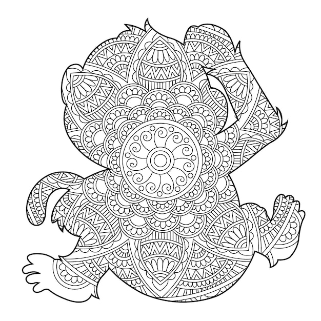 Zentangle Małpa Mandala Kolorowanka Dla Dorosłych Kolorowanka Dla Zwierząt Antystresowa Kolorowanka