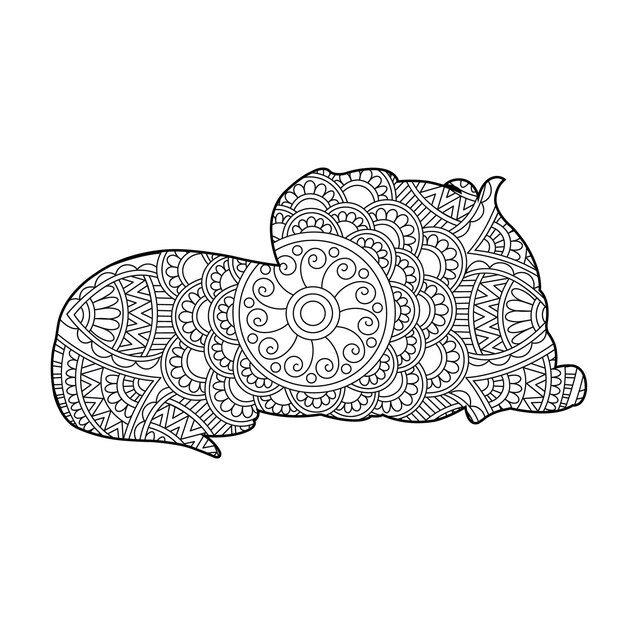 Zentangle Pies Mandala Kolorowanka Dla Dorosłych Boże Narodzenie Pies I Kwiatowe Zwierzę Kolorowanka Antystr