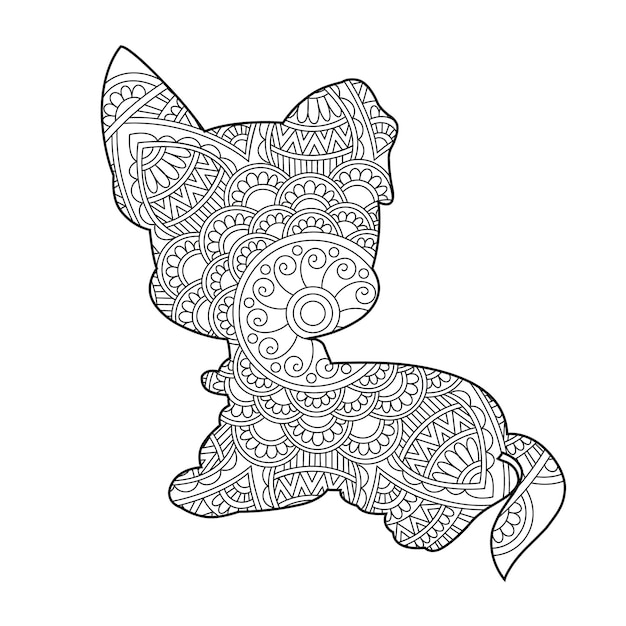 Zentangle Pies Mandala Kolorowanka Dla Dorosłych Boże Narodzenie Pies I Kwiatowe Zwierzę Kolorowanka