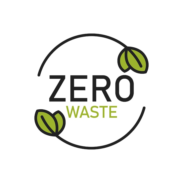 Plik wektorowy zero odpadów logo etykieta ochrona środowiska zmniejszenie ponownego wykorzystania recyklingu brak plastiku i zielone hasło ilustracja wektorowa