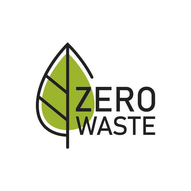 Zero Odpadów Logo Etykieta Ochrona środowiska Zmniejszenie Ponownego Wykorzystania Recyklingu Brak Plastiku I Zielone Hasło Ilustracja Wektorowa
