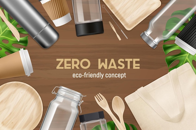 Zero odpadów pochodzących z recyklingu, ponownie użytych produktów Przyjazny dla środowiska realistyczny widok z góry