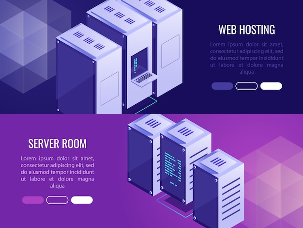 Plik wektorowy zestaw 2 pionowych nagłówków z reklamą hostingową