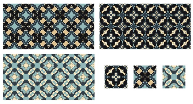 Zestaw 3 bezszwowych wzorów Batik do drukowania tkanin