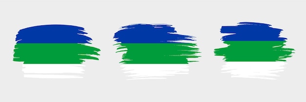 Zestaw 3 Kreatywnych Flag Szczotkowych Republiki Komi Z Efektem Szorstkiego Uderzenia Nowoczesne Flagi Szczotkowe