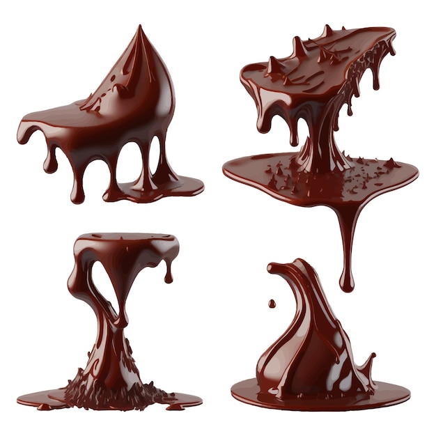 Plik wektorowy zestaw 3d chocolate splash z tabliczką czekolady