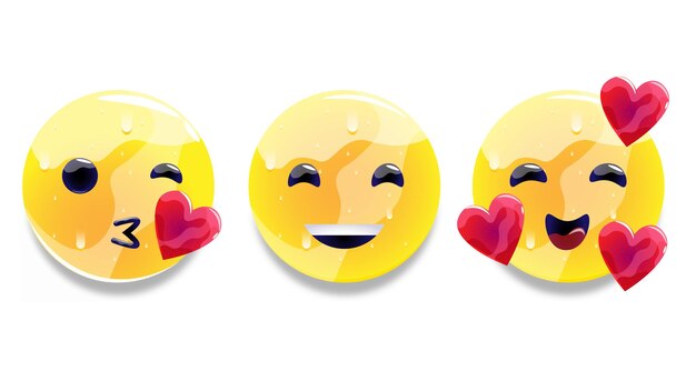 Plik wektorowy zestaw 3d uśmiechów emoji na białym tle na tle w formacie wektorowym.