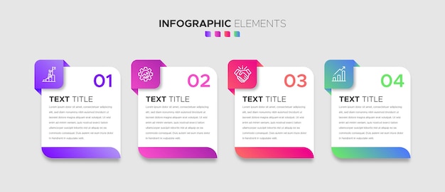 Zestaw 4-stopniowych Elementów Infografiki Biznesowej Ze Stylowymi Gradientowymi Kształtami