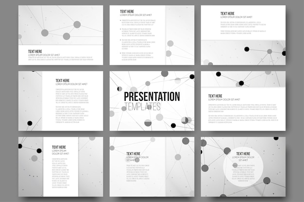 Plik wektorowy zestaw 9 szablonów do prezentacji slajdów