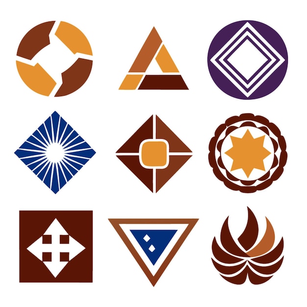Zestaw abstrakcyjnego geometrycznego logo