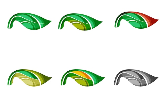 Zestaw Abstrakcyjnych Eko Roślin Ikony Biznes Logotyp Natura Zielone Koncepcje Czysty Nowoczesny Geometryczny Wzór