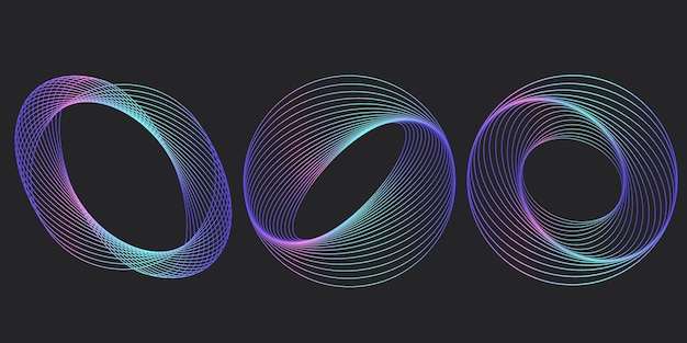 Zestaw abstrakcyjnych estetycznych elementów geometrycznych y2k i kształtów 3D wireframe Wektor futurystyczna siatka