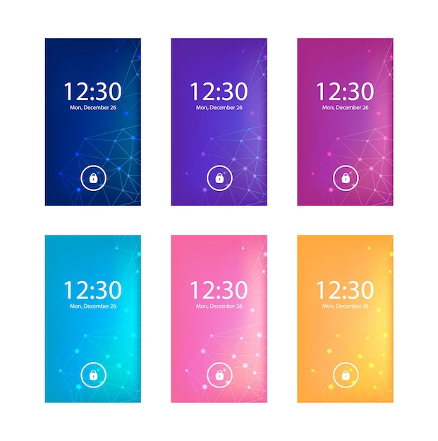 Zestaw Abstrakcyjnych Geometrycznych Tła Na Ekranie Telefonu Komórkowego