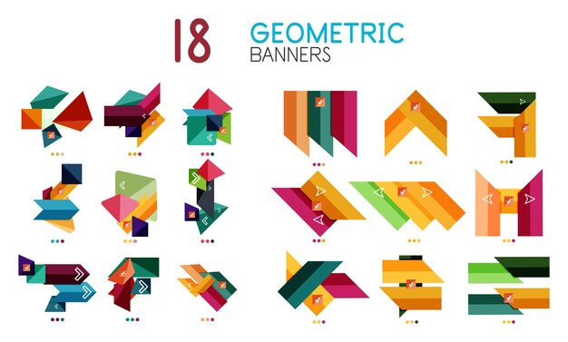 Zestaw Abstrakcyjnych Kształtów Geometrycznych I Ikon Ilustracji Wektorowych