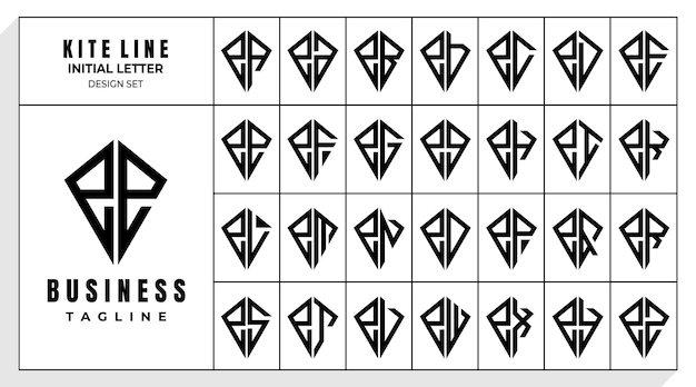 Plik wektorowy zestaw abstrakcyjnych linii latających małych liter e ee projektowanie logo