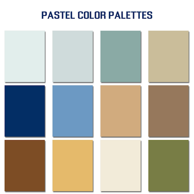 Zestaw abstrakcyjnych pastelowych palet kolorów, wielokolorowe kombinacje palet tła dla projektu ui ux