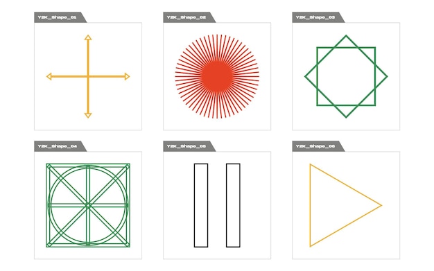 Plik wektorowy zestaw aktywów grafiki wektorowej retro futurystyczne ozdoby graficzne płaskie minimalistyczne ikony