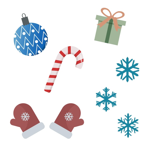 Zestaw Artykułów świątecznych Prezentowe Płatki śniegu, Rękawiczki, Cukierkowa Laska, święta świąteczne
