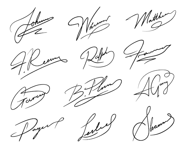 Zestaw Autografów Lub Podpisów Biznesowych Z Nazwiskami