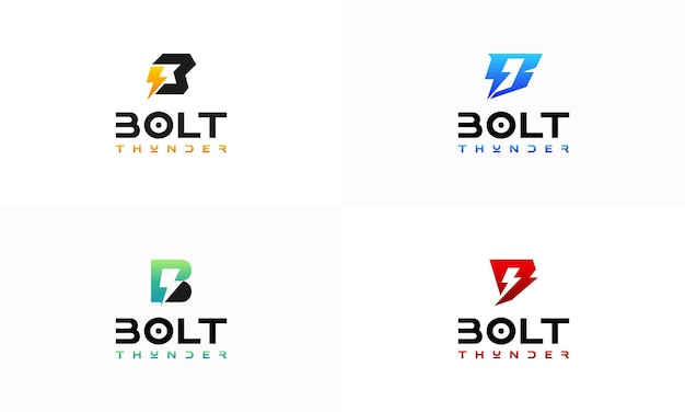 Zestaw B Initial Bolt Thunder Logo Projektuje Wektor Koncepcyjny Szablon Projektów Technologii Elektrycznej